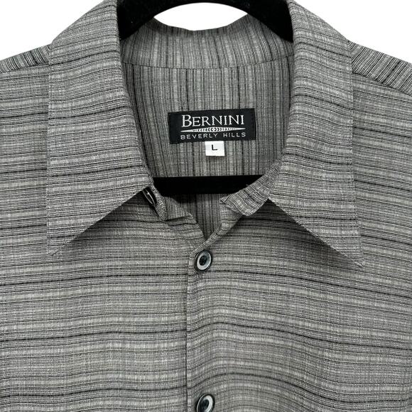 Vintage Bernini Gray Lightweight Button-Down Long-Sleeve Shirt Large - Picture 3 of 8